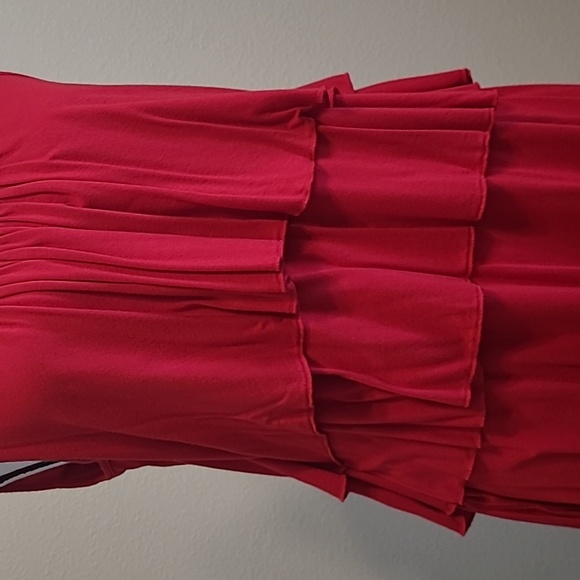 Red Ruffle Lg Top Sleeveless Summer Blouses - Picture 4 of 5